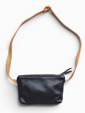 Umbrella Collective Black Tumbled Leather Waist Bag, Made in USA
